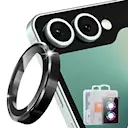 Linsskydd Aluminium + Härdat Glas Samsung Galaxy Z Flip 8 Svart