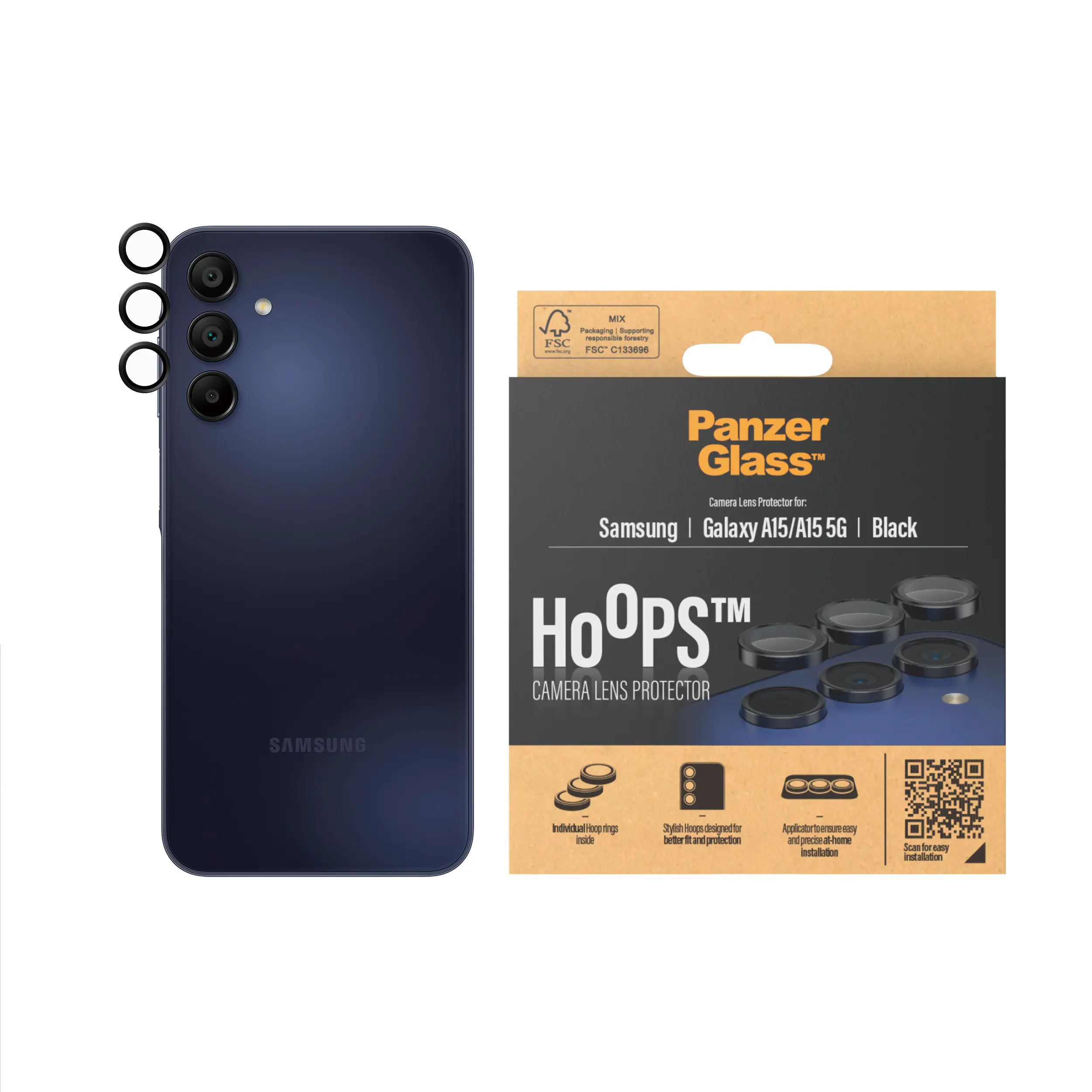 Samsung Galaxy A15 Hoops Camera Lens Protector Svart