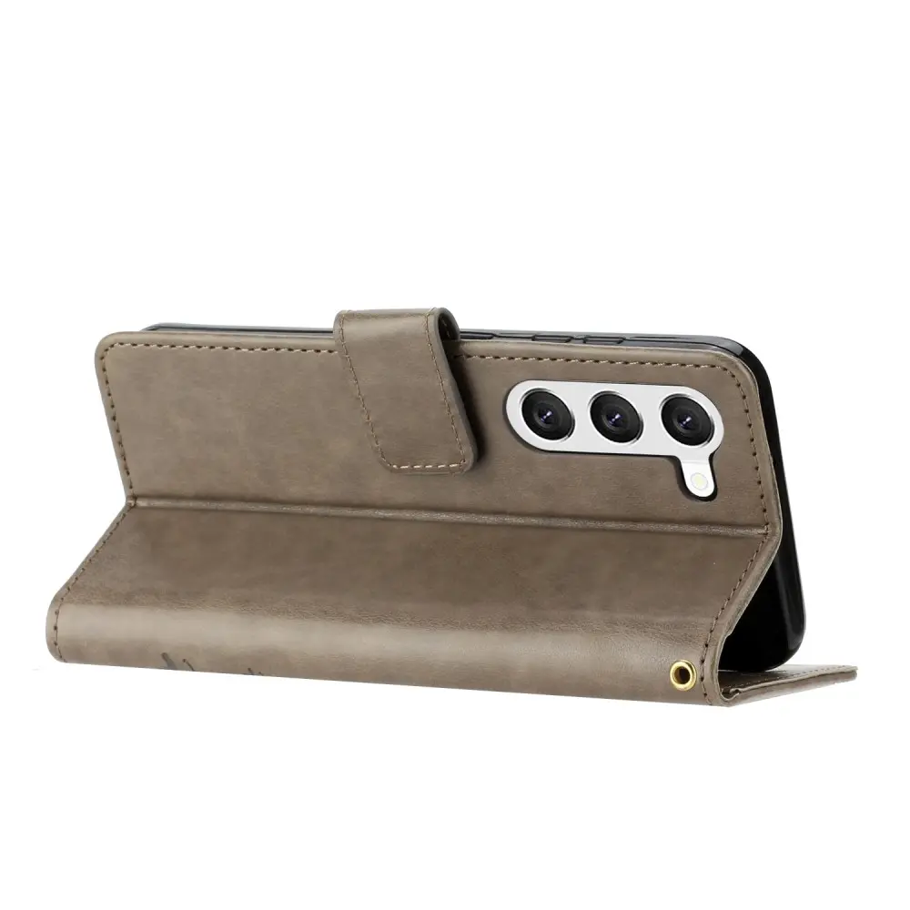 Läderfodral Fjärilar Samsung Galaxy S23 Grå
