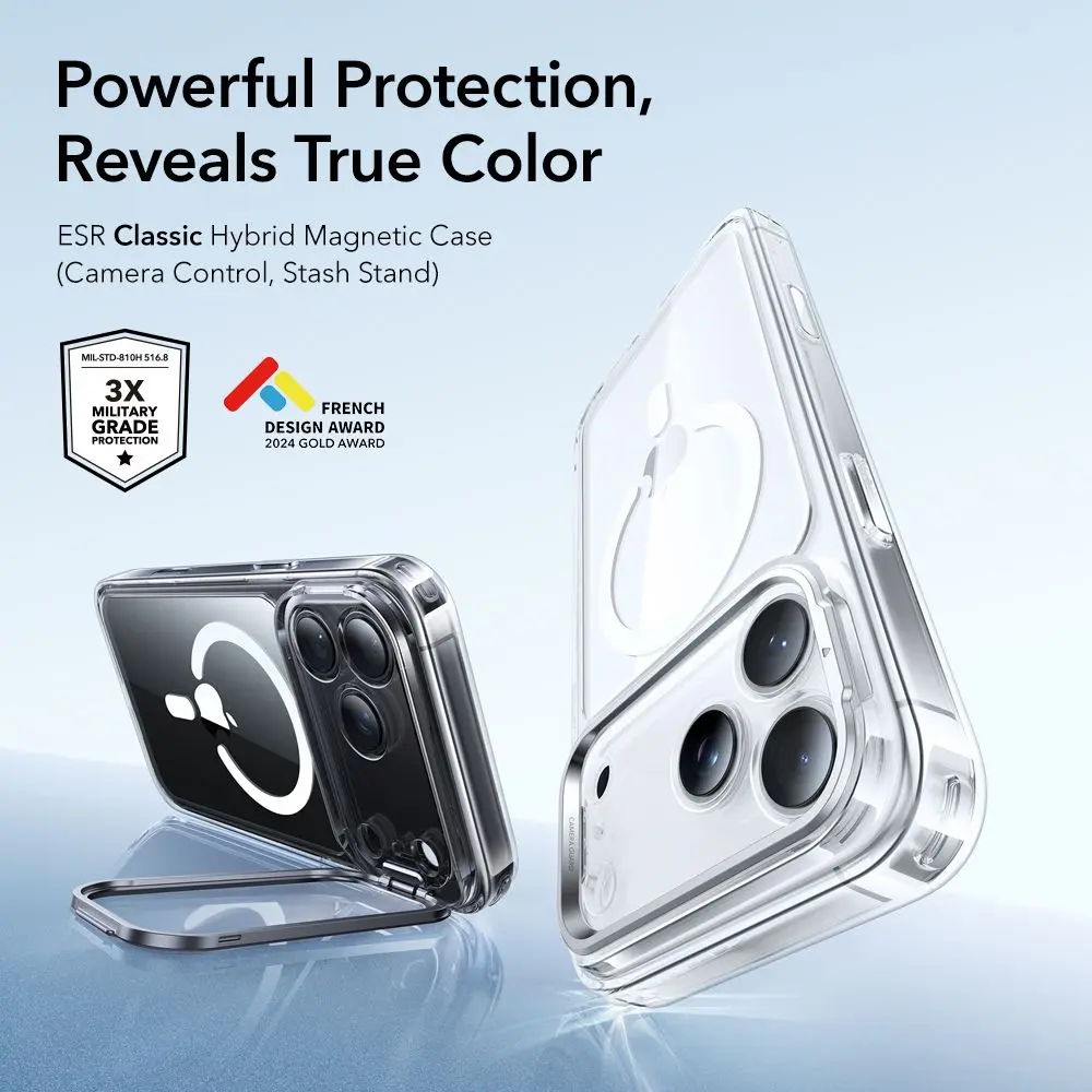 Classic Kickstand HaloLock MagSafe iPhone 17 Pro Max Genomskinlig