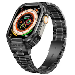 Apple Watch Ultra 49mm 2nd Gen Robust armbånd med indbygget cover Full Metal, Sort