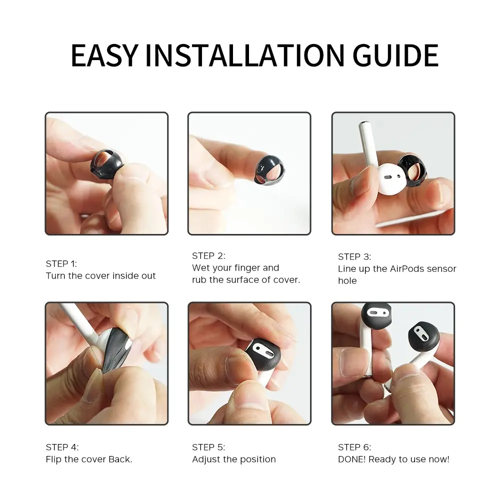 Earpads Silikon (3-pack) Apple AirPods svart