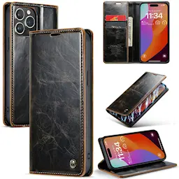 Leather Wallet iPhone 16 Pro Max ruskea