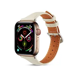 Apple Watch Series 10 46mm Smalt armband i äkta läder, Beige
