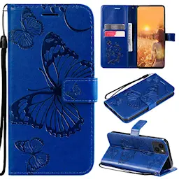 Nahkakotelo Perhonen iPhone 13 Sininen