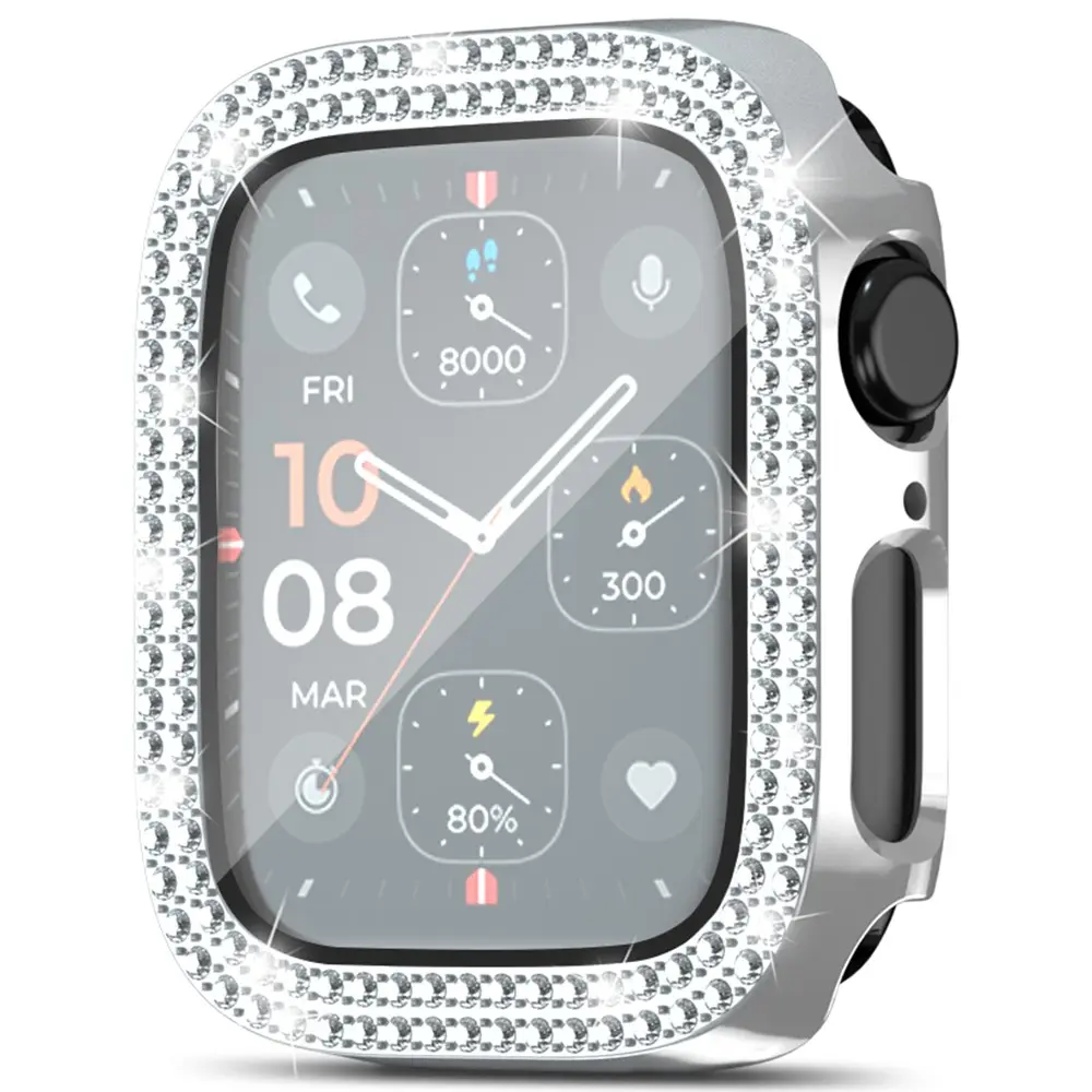 Full Cover Case Rhinestone Apple Watch SE 3 40mm Silver