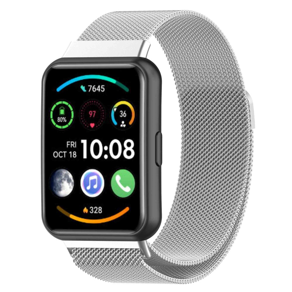 Huawei Watch Fit 2 Reim Milanese Loop Sølv - Luksuriøst armbånd med magnetisk lukking - Rustfritt stål