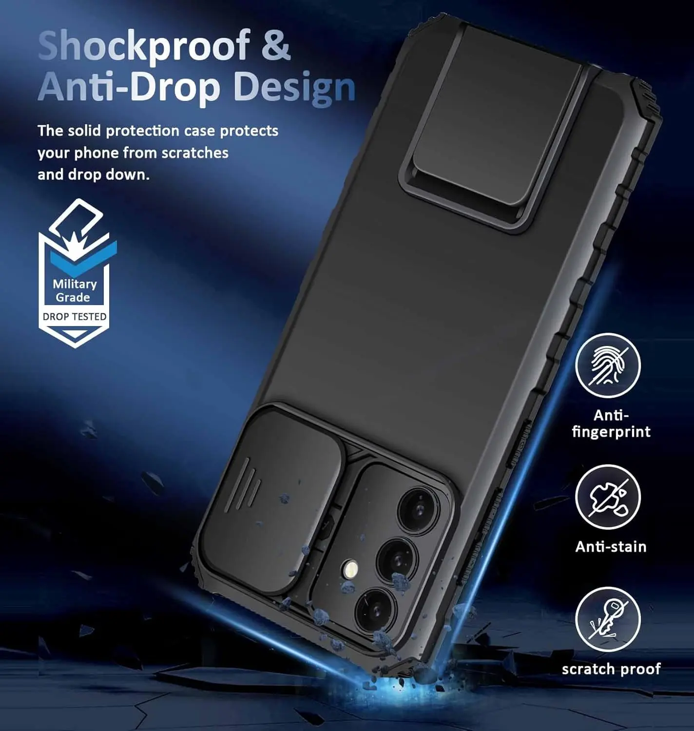 Samsung Galaxy S25 Plus Kickstand Skal Kameraskydd Svart