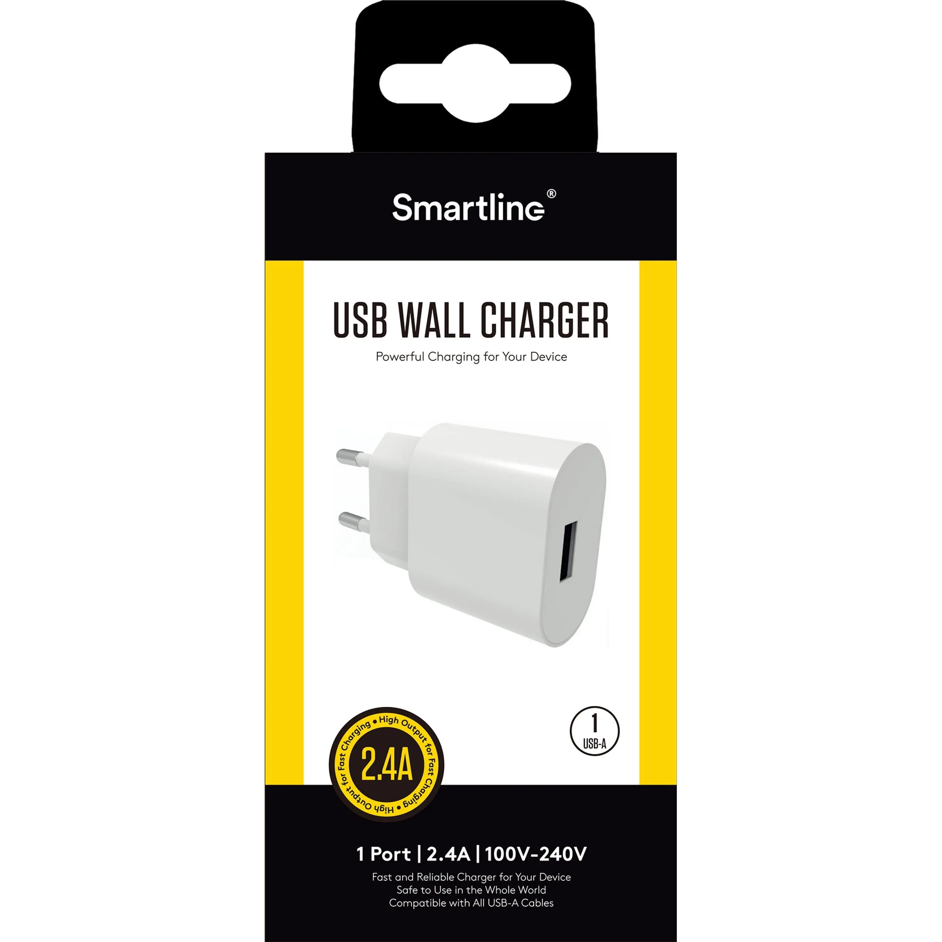 USB Väggladdare 2.4A 12W Vit