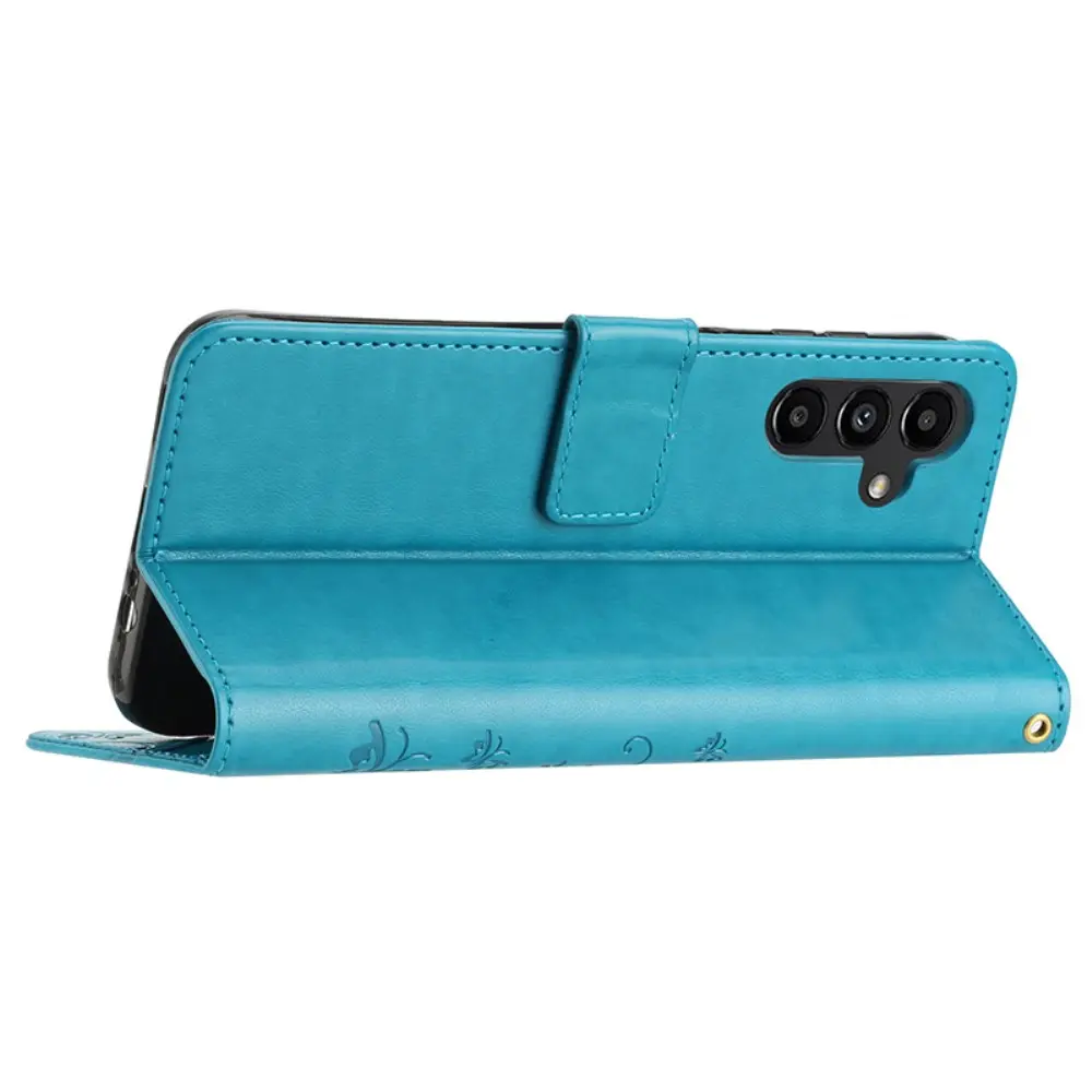 Läderfodral Fjärilar Samsung Galaxy A15 Blå
