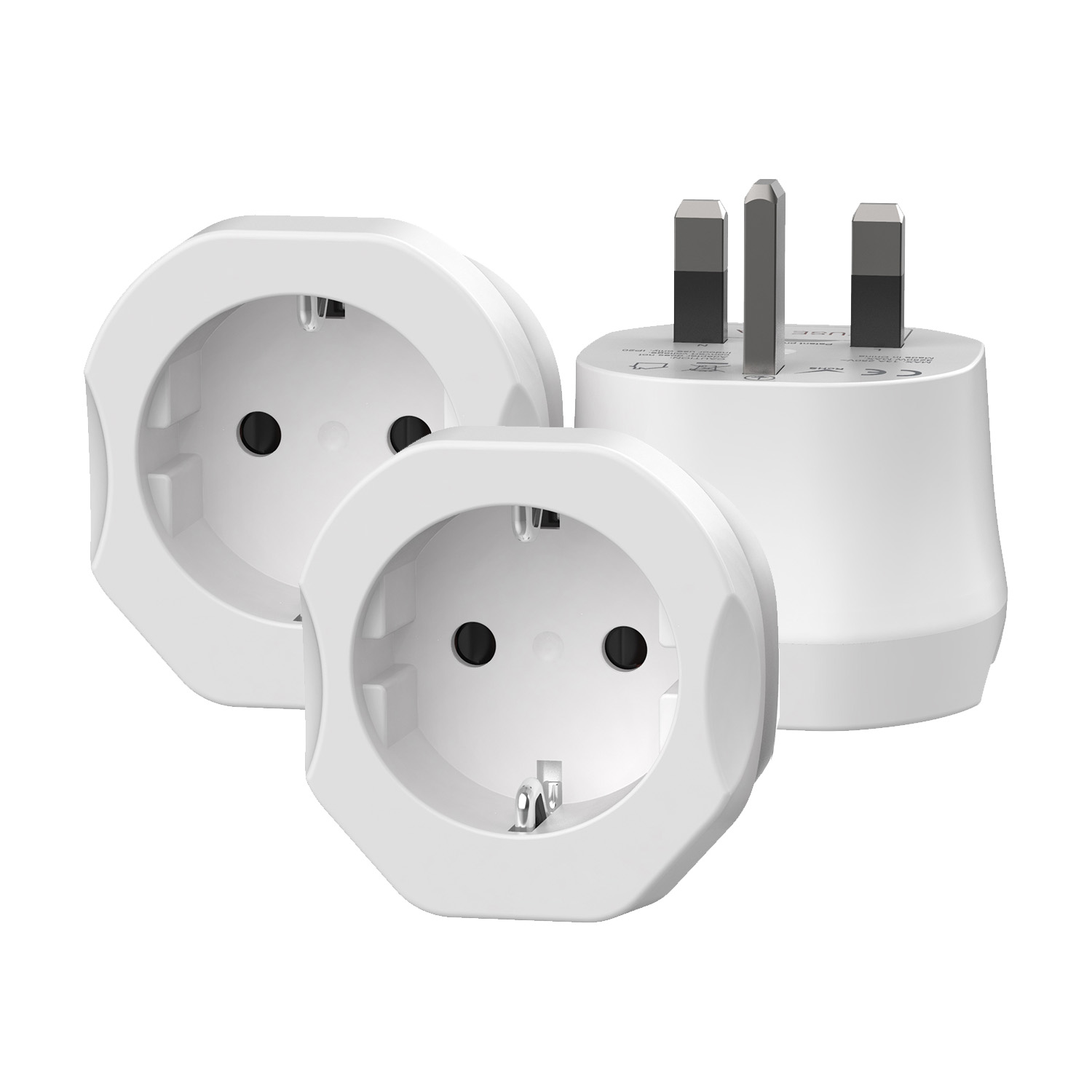 2-pack Reiseadapter Europa til Storbritannia