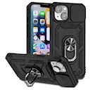 Hybriddeksel Ring + Kamerabeskyttelse iPhone 15 Svart