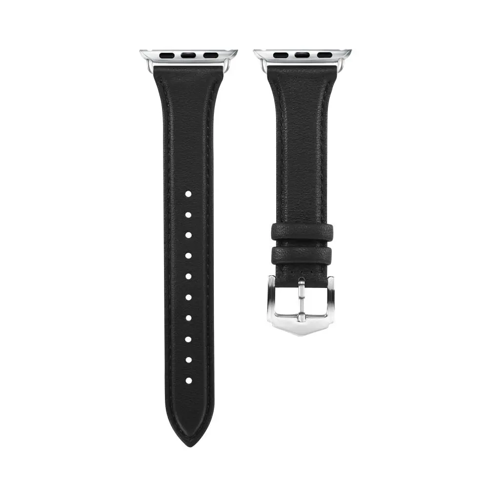 Slim Läderarmband Apple Watch Series 12 47mm Svart