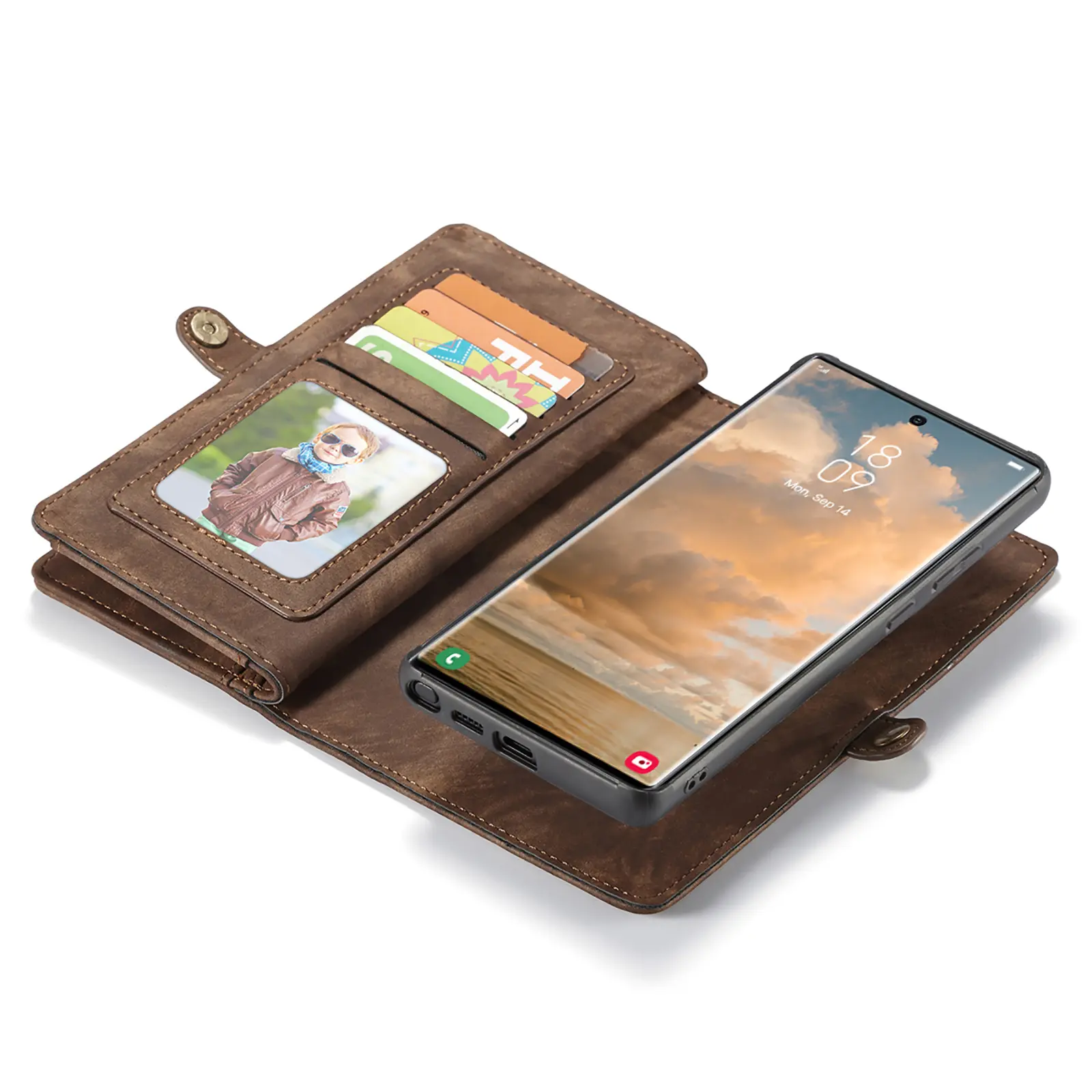 Multi-slot Plånboksfodral Samsung Galaxy S22 Ultra Brun