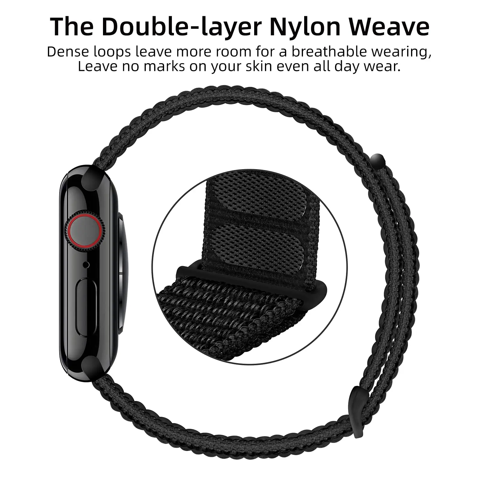 Nylonarmband Apple Watch Series 12 43mm Svart