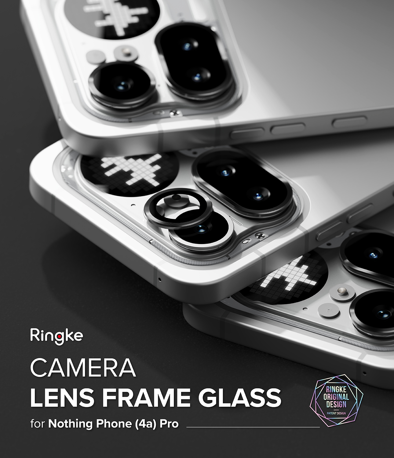 Camera Lens Frame Glass (2-pack) Nothing Phone 4a Pro Black