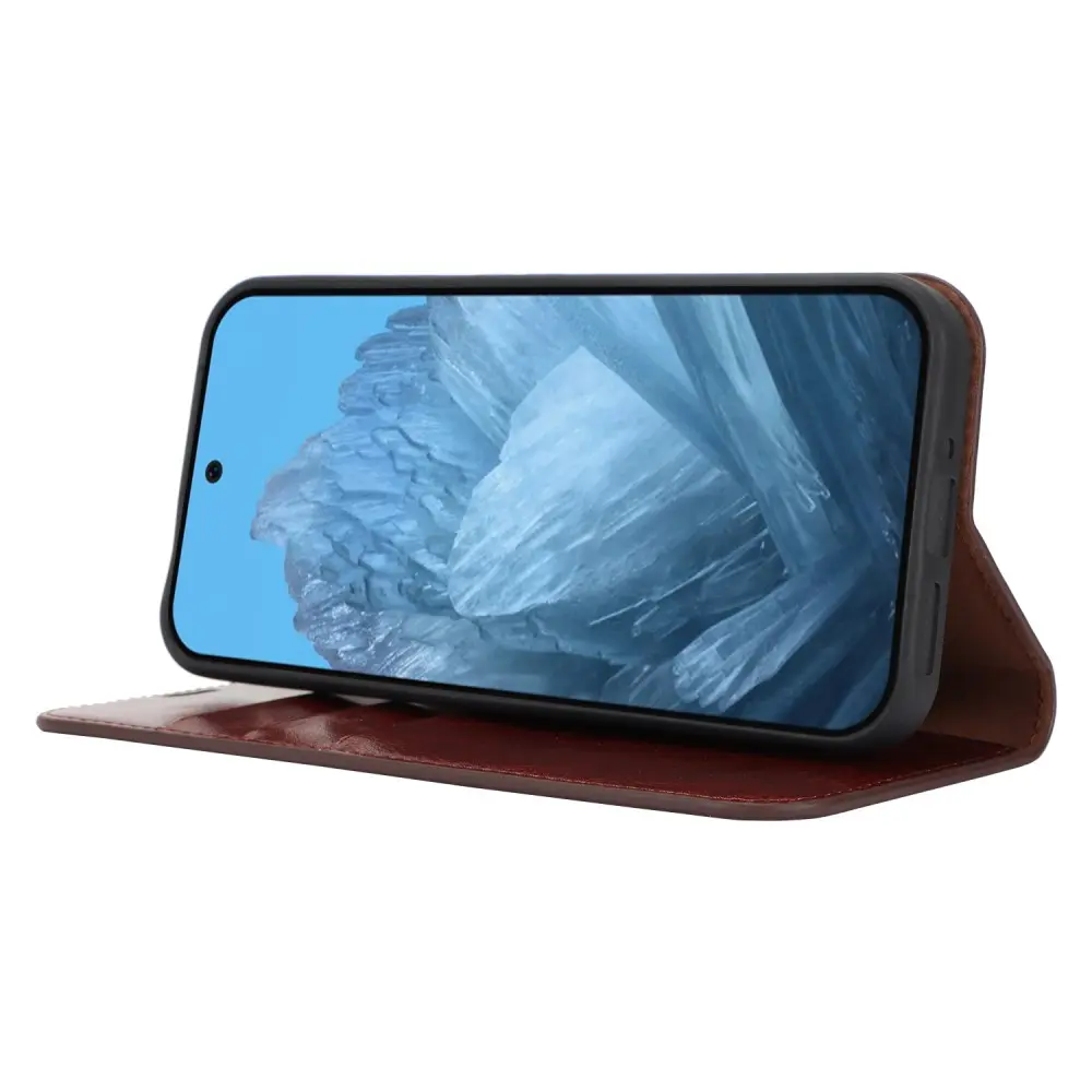 Mobilfodral Äkta Läder Google Pixel 9 Pro Mörkbrun