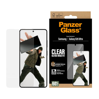 PanzerGlass Samsung Galaxy S26 Ultra Screen Protector (with EasyAligner) Ultra Wide Fit - Herdet glass skjermbeskytter med monteringsramme - Enkel