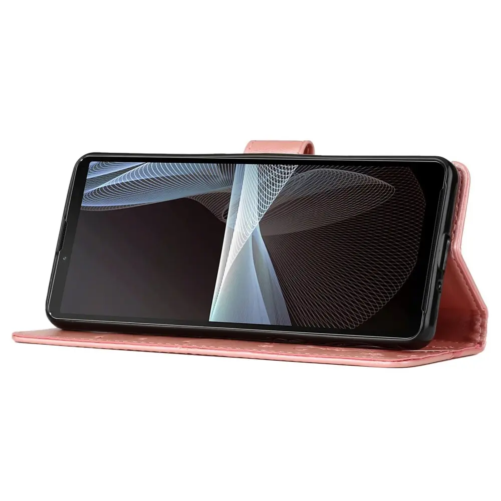 Läderfodral Fjärilar Sony Xperia 10 VI Rosa guld