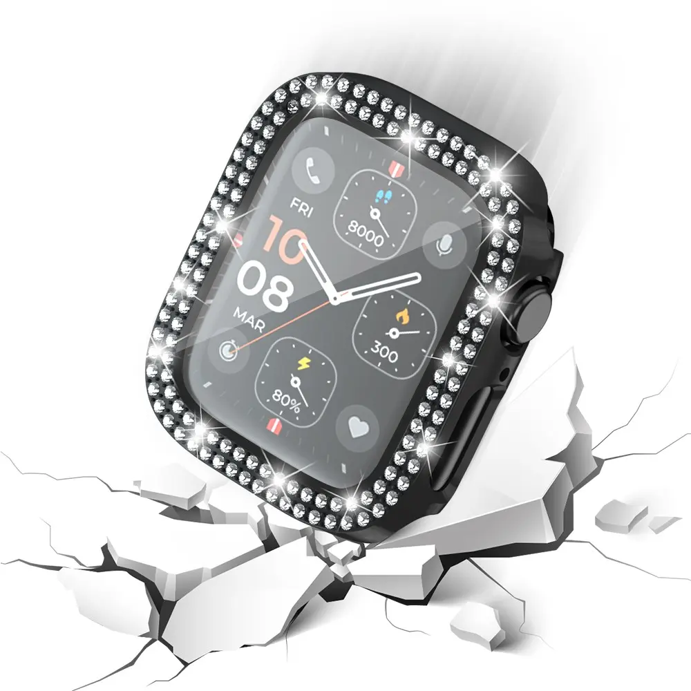 Full Cover Case Rhinestone Apple Watch Series 4-6 44mm Svart