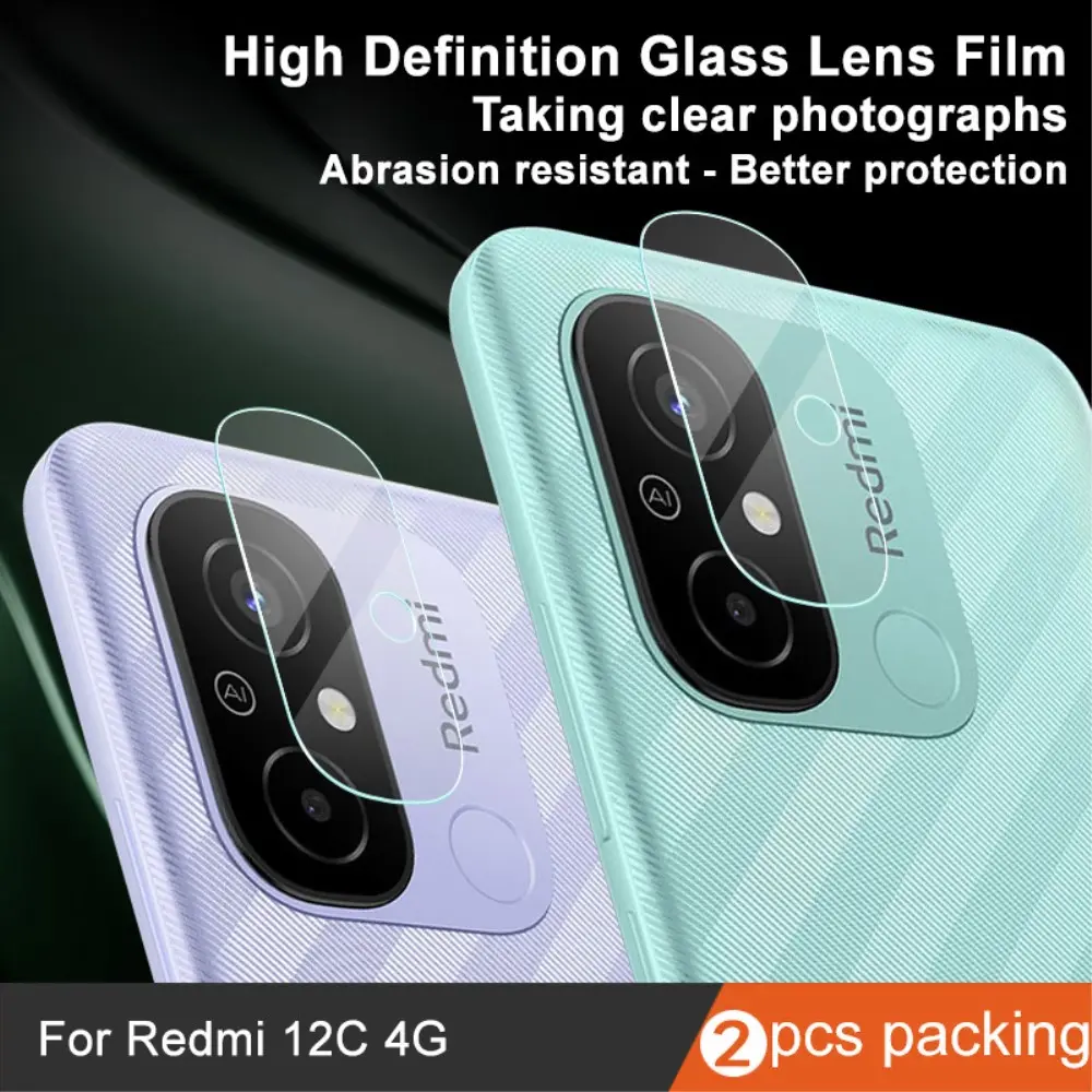 2-pack Härdat Glas Linsskydd Xiaomi Redmi 12C Genomskinlig