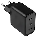Vægoplader 3 x USB-C GaN 70W Sort