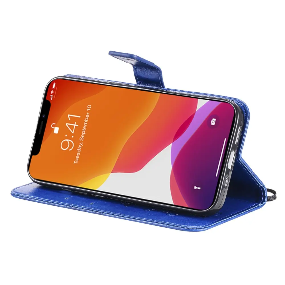 Läderfodral Fjärilar iPhone 13 Mini Blå