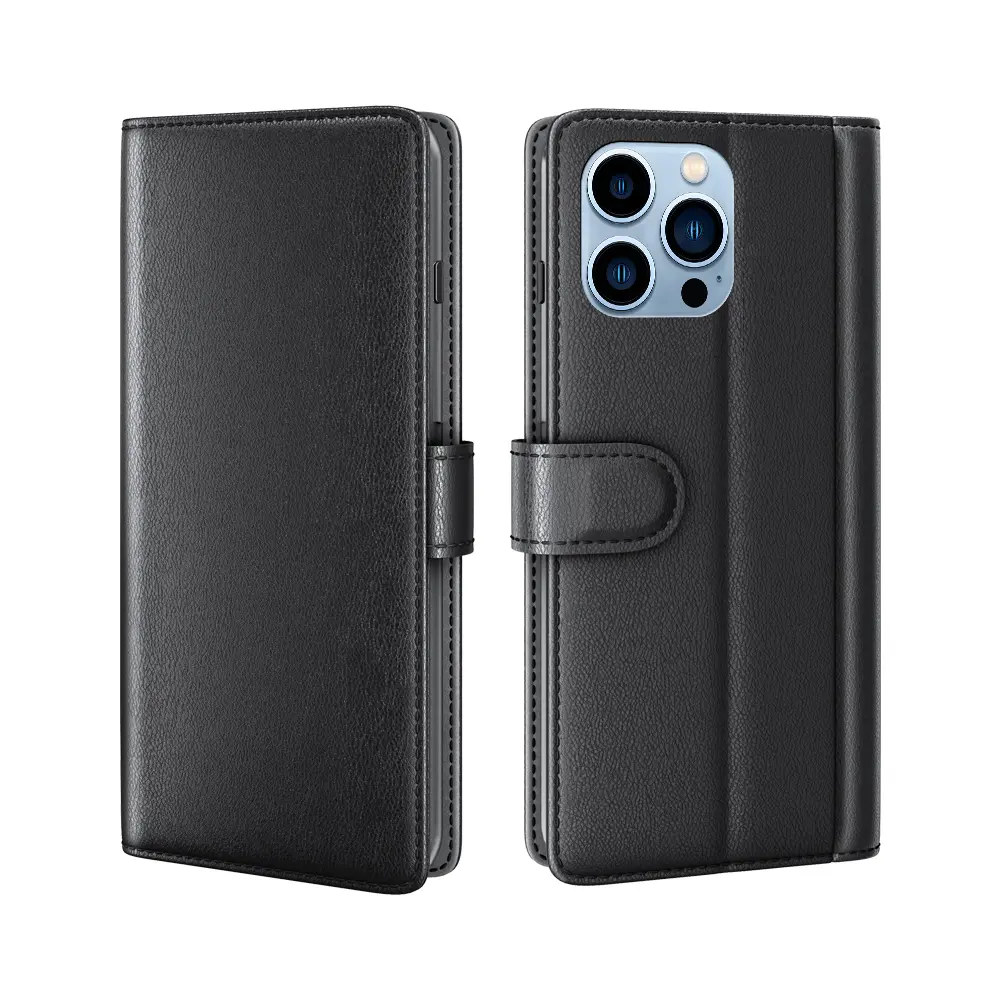 Ægte Læderetui iPhone 14 Pro Sort