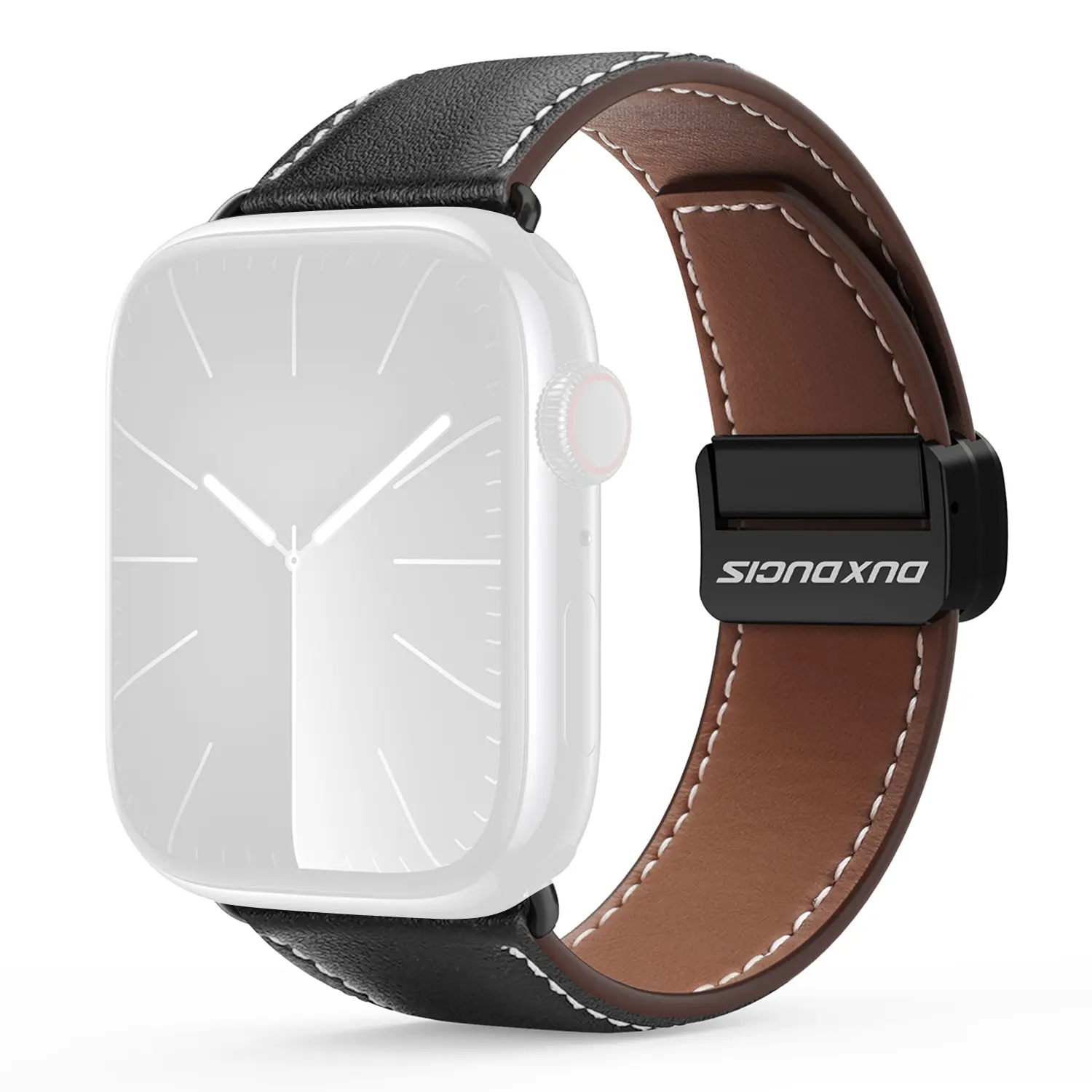 Läderarmband Apple Watch Series 12 43mm Svart