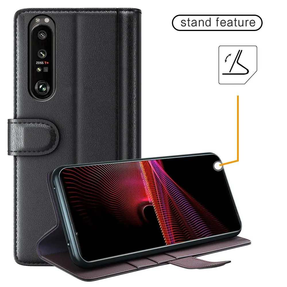 Äkta Läderfodral Sony Xperia 1 III Svart
