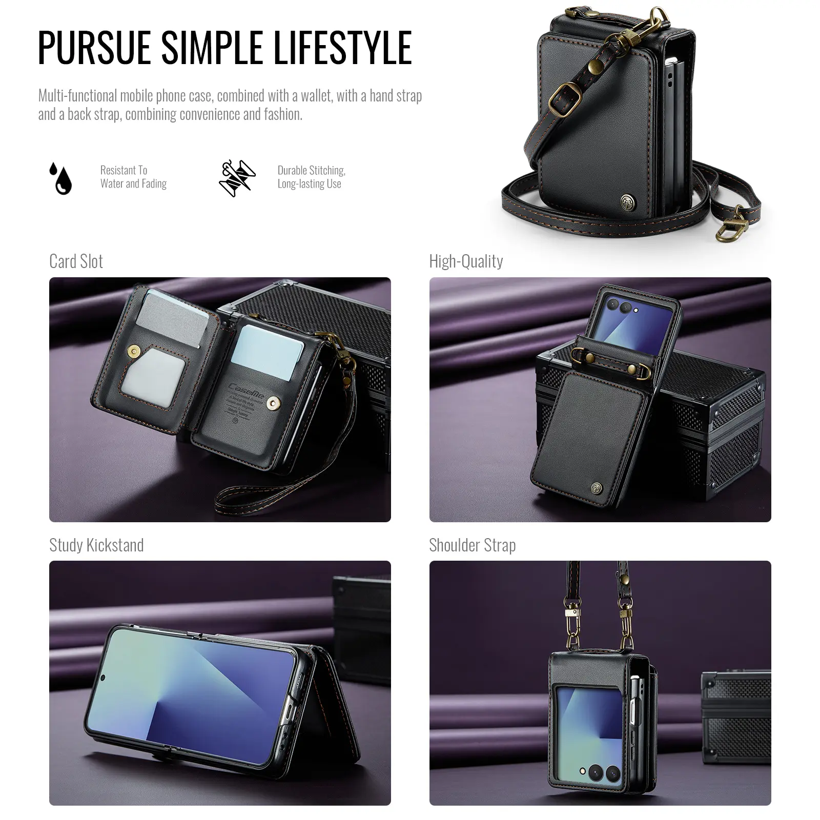 Plånboksskal RFID-skydd Samsung Galaxy Z Flip 8 Svart