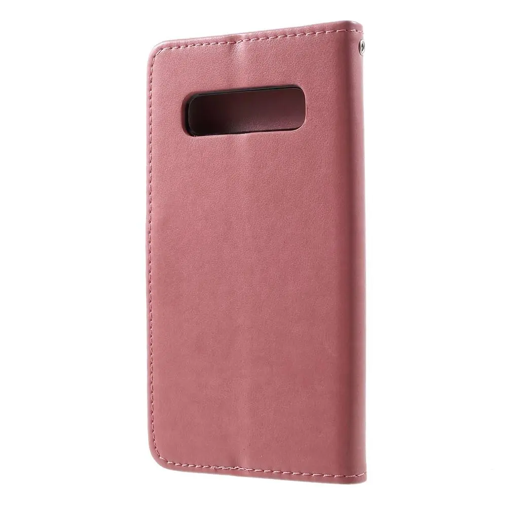 Läderfodral Fjärilar Samsung Galaxy S10 Rosa