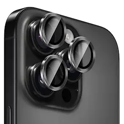 Linsebeskytter Metal iPhone 15 Pro, Sort