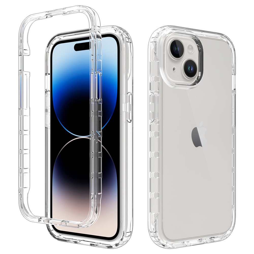 Full Cover Deksel iPhone 15 Gjennomsiktig - Heldekkende mobildeksel i to lag