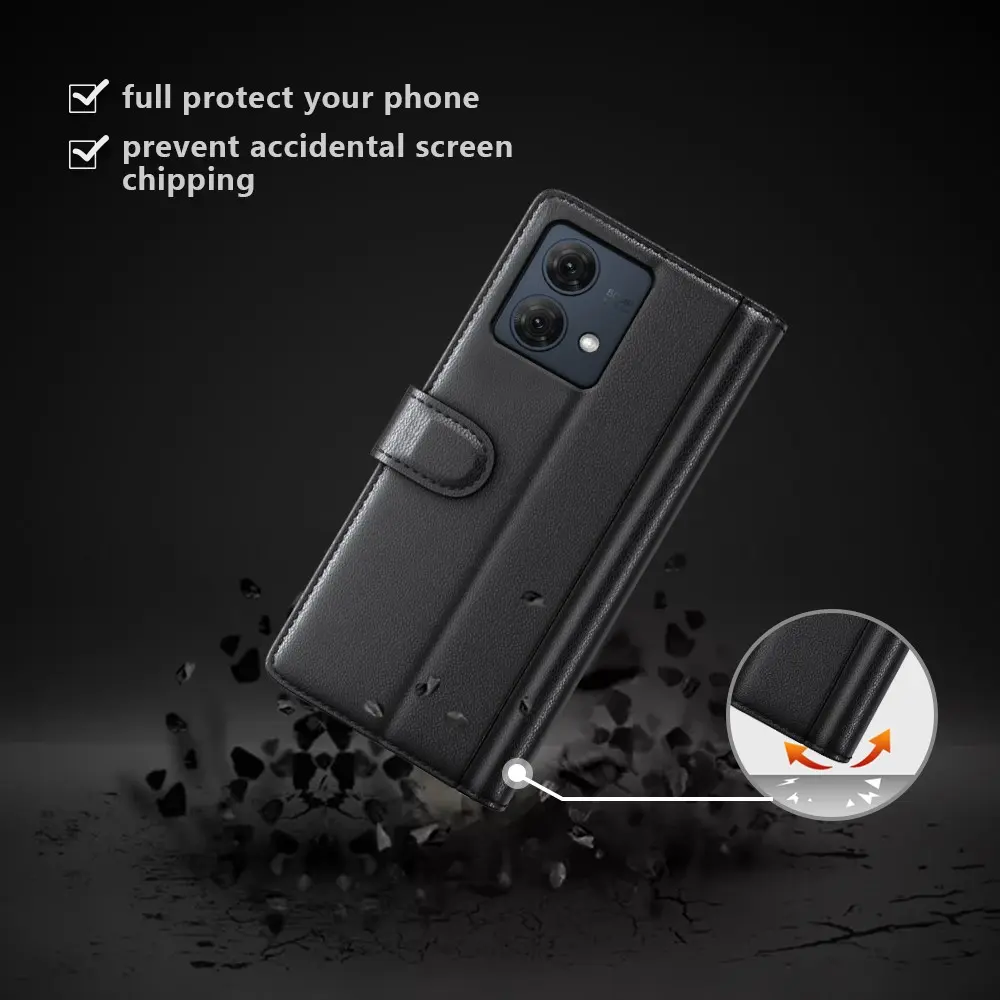 Äkta Läderfodral Motorola Moto G84 Svart