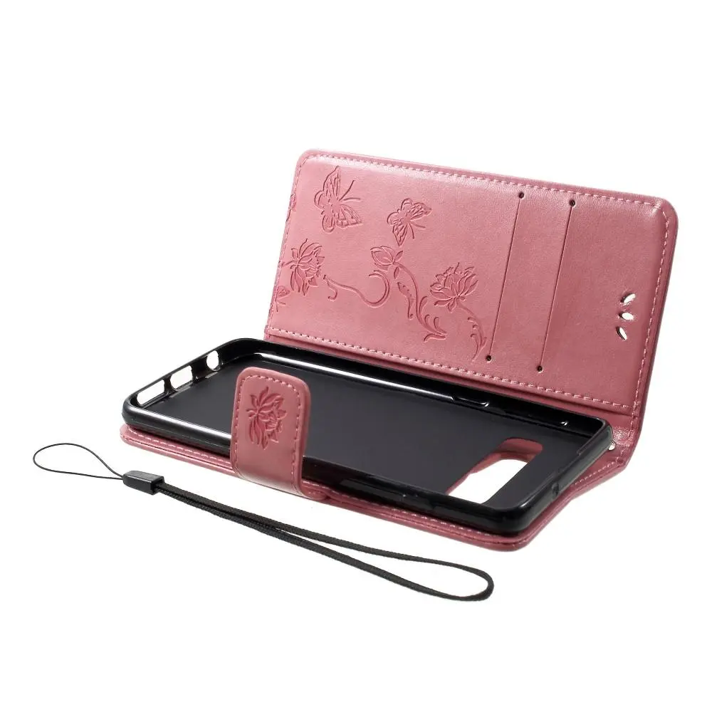 Läderfodral Fjärilar Samsung Galaxy S10 Rosa