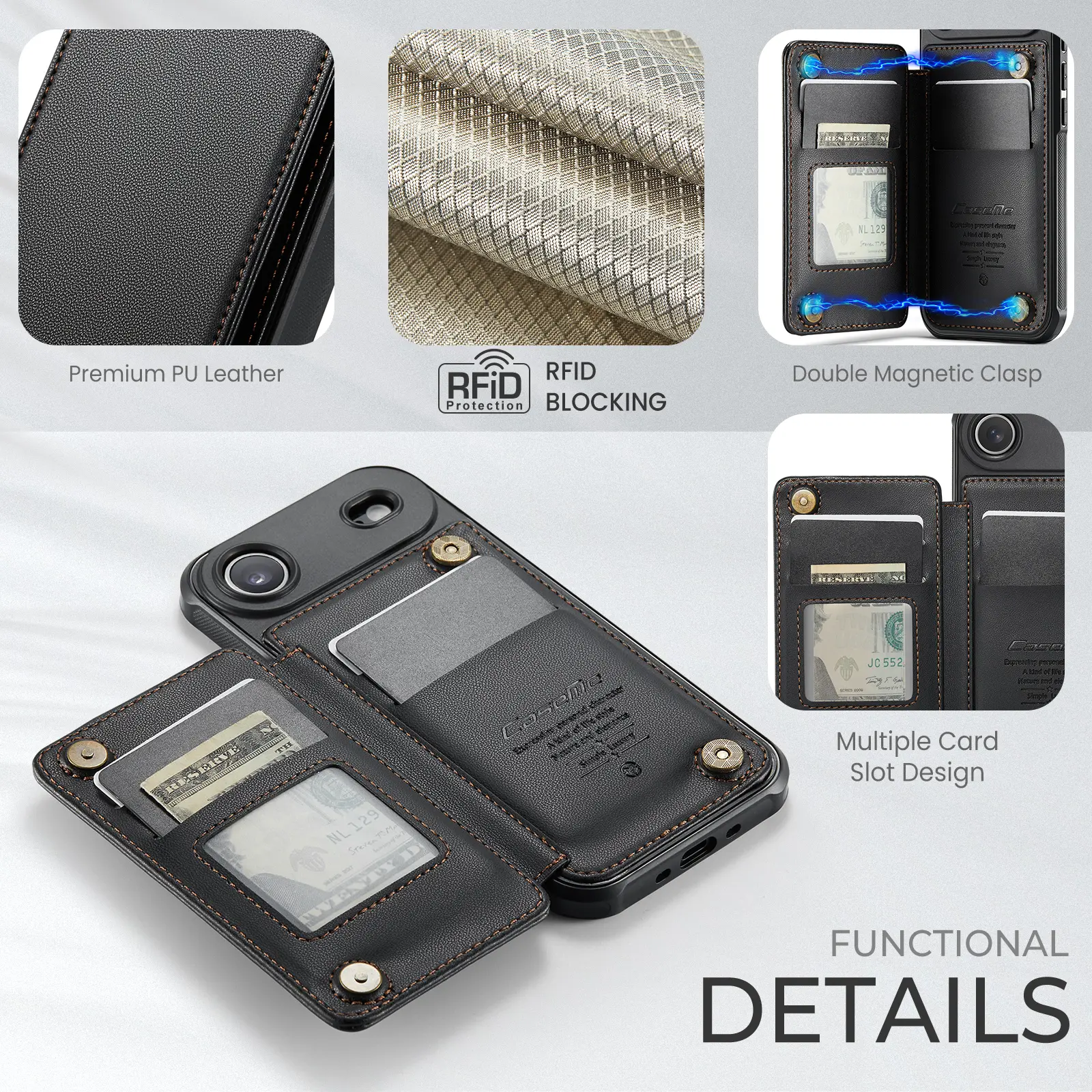Plånboksskal RFID-skydd iPhone Air svart