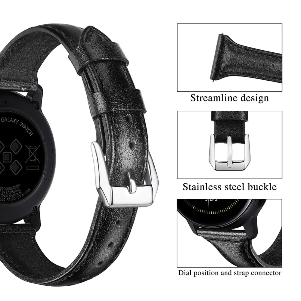 Slim Läderarmband Garmin Forerunner 170 Svart