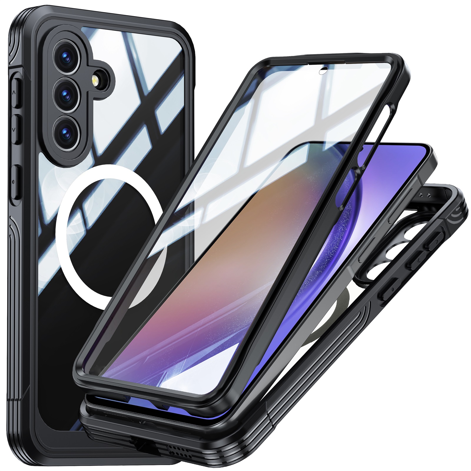 Premium Full Protection Case Samsung Galaxy A57 Svart - Heldekkende deksel med herdet glass skjermbeskyttelse