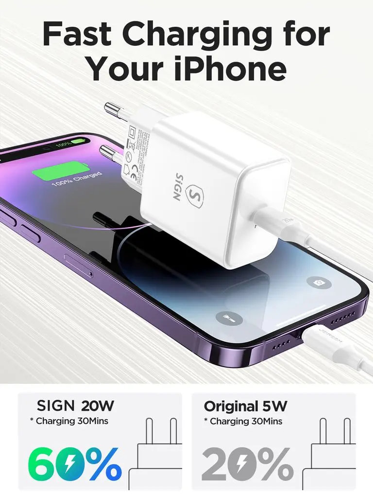 Snabbladdare USB-C PD 20W Vit