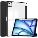 Apple iPad Air 13 2nd Gen (2025) Etui Tri-fold med Pencil-holder Sort/gennemsigtig