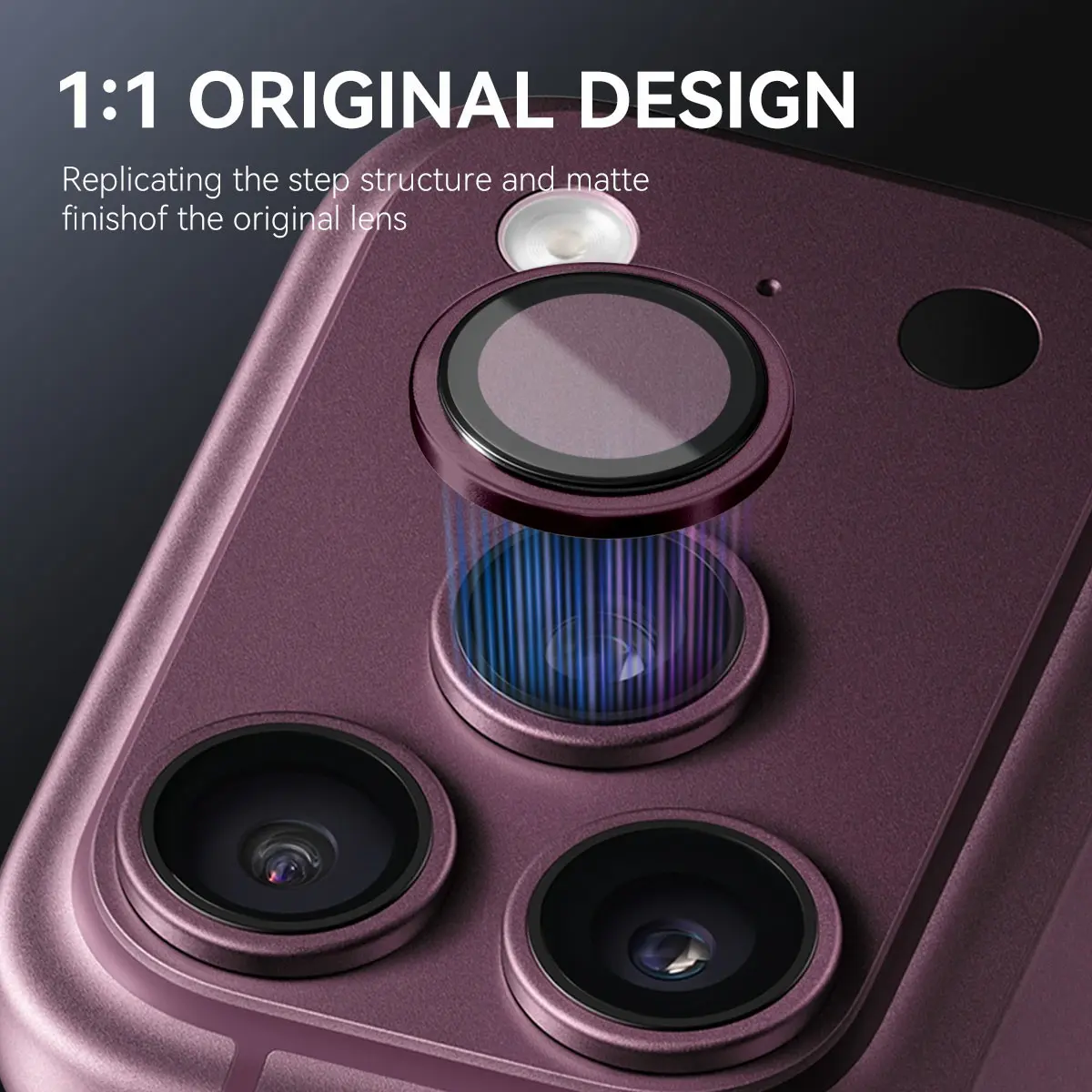 Linsskydd Härdat Glas Aluminium iPhone 18 Pro Dark Cherry