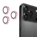 Glitter Linsebeskytter Aluminium iPhone 17 Pro Lyserød