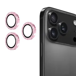 Glitter Linssinsuojus lasi+alumiiniseos iPhone 17 Pro Vaaleanpunainen
