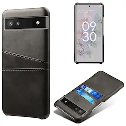 Google Pixel 6a Tyylikäs suojakuori kahdella korttitaskulla, Musta
