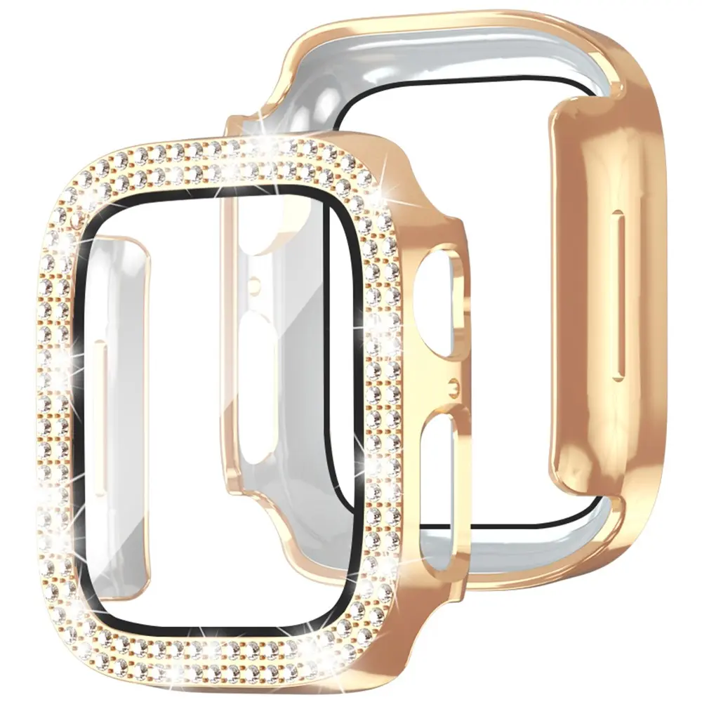 Full Cover Case Rhinestone Apple Watch SE 3 40mm Roséguld
