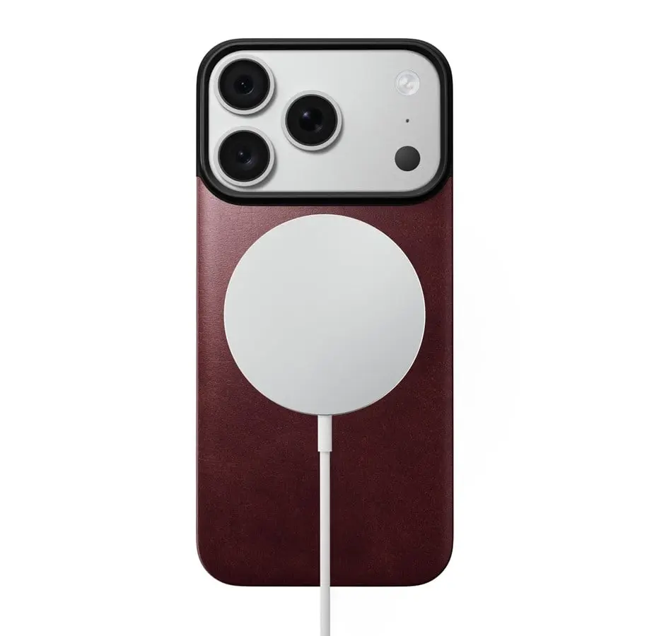 iPhone 18 Pro Magnetisk Bakside - Leather Back, Burgundy
