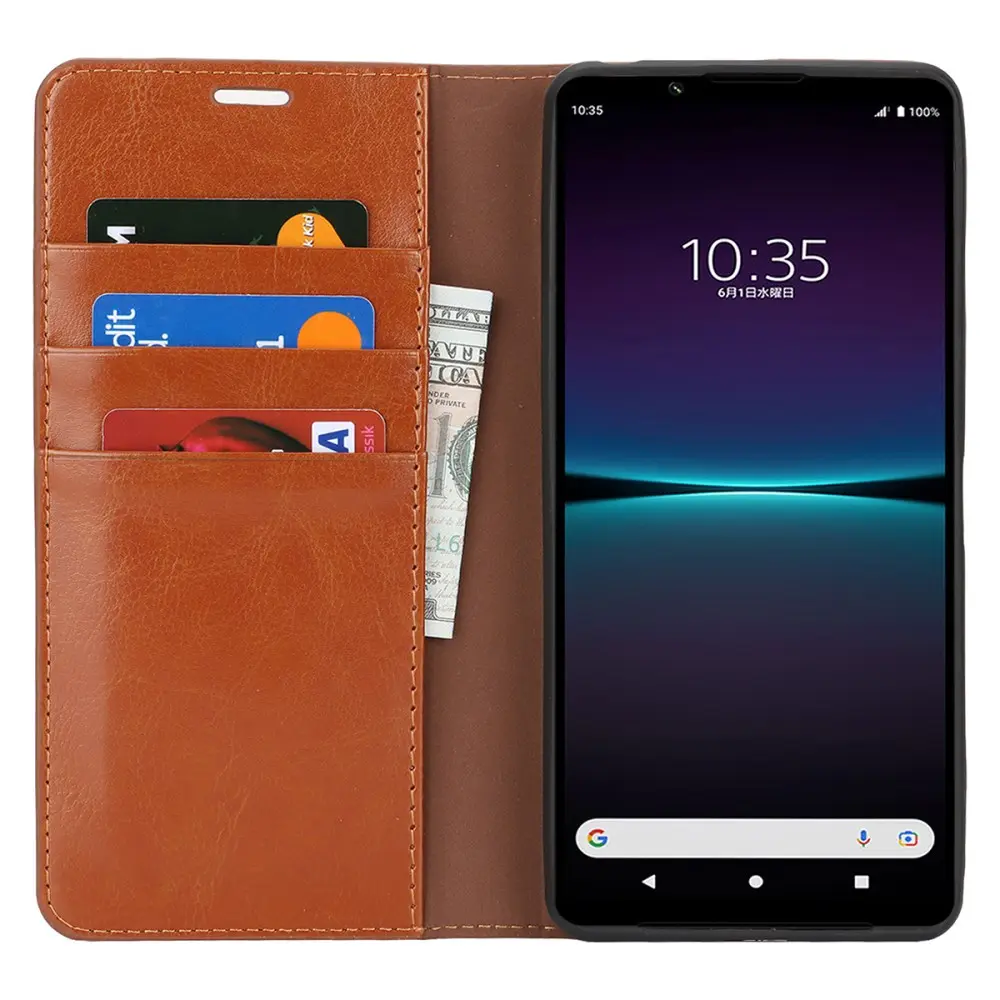 Mobilfodral Äkta Läder Sony Xperia 1 VI Brun