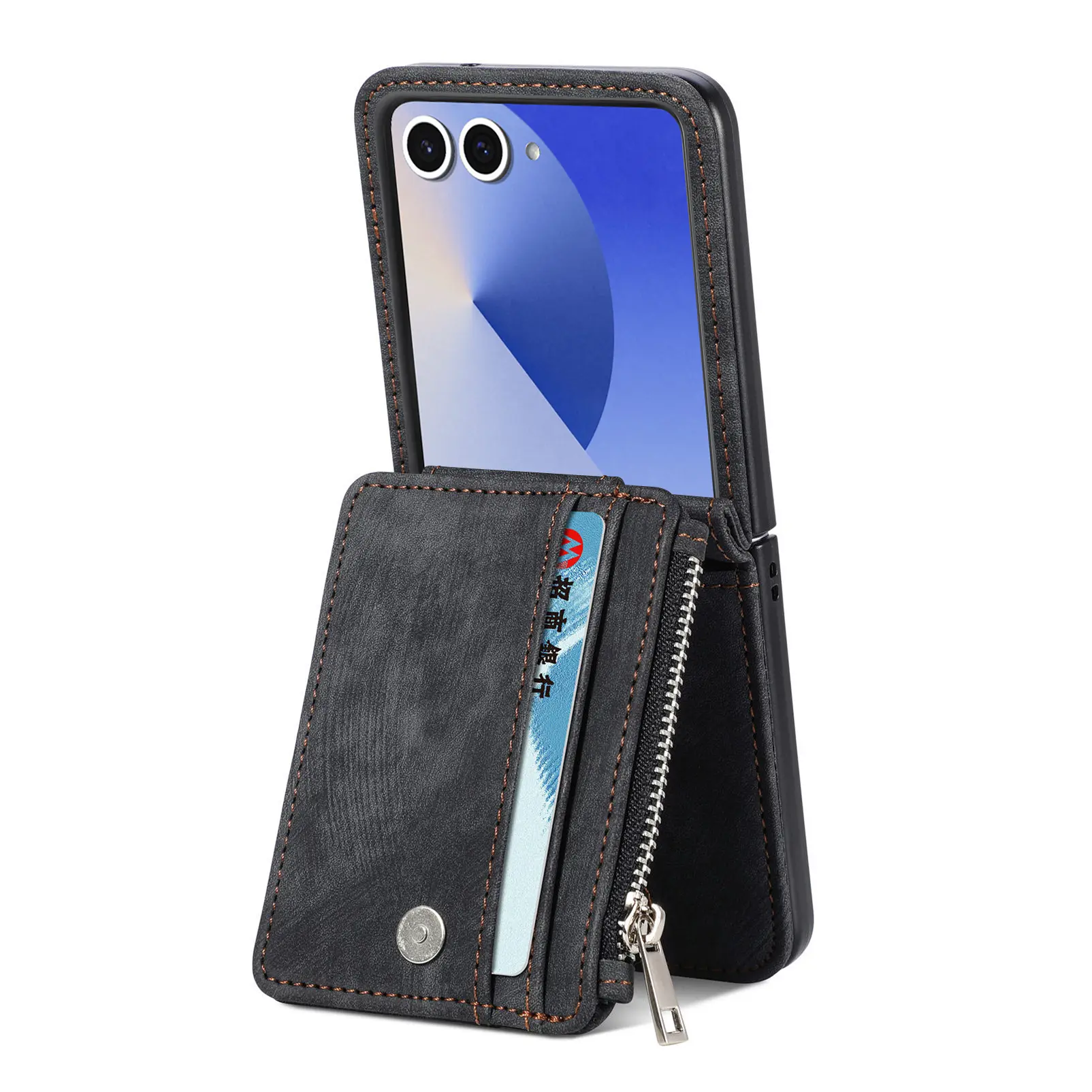 Mobilfodral Multi-slot Zipper Samsung Galaxy Z Flip 8 Svart