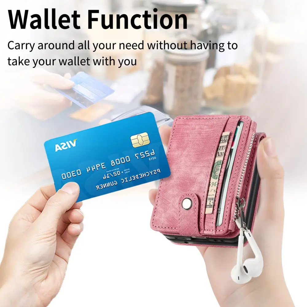 Mobilfodral Multi-slot Zipper Samsung Galaxy Z Flip 7 FE Rosa